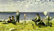 Eugene Jansson badande pojkar oil painting